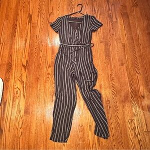 Abercrombie & Fitch Black and White Striped Jumpsuit